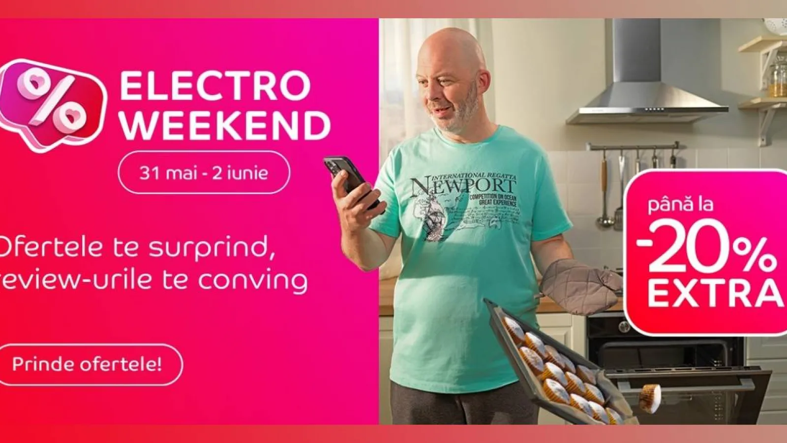 Electro Weekend la eMAG în perioada 31 mai - 2 iunie! Smartphone-uri, gadget-uri, televizoare și electrocasnice acum cu extra-discount