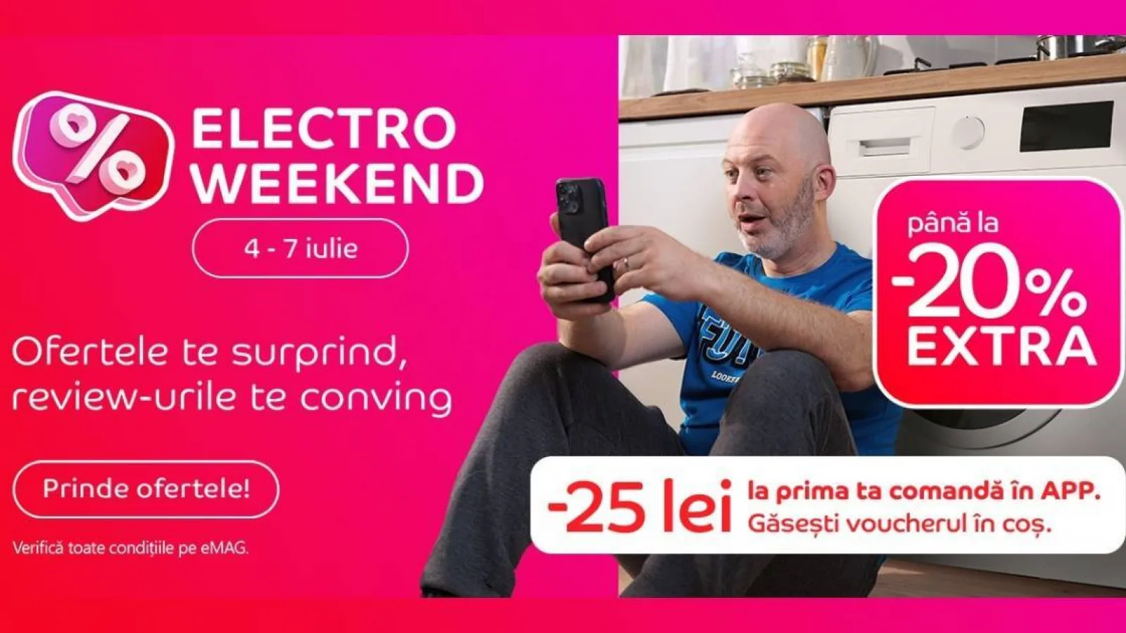eMAG dă startul Electro Weekend: Reduceri mari la smartphone-uri, gadgeturi și electrocasnice, între 4 și 7 iulie