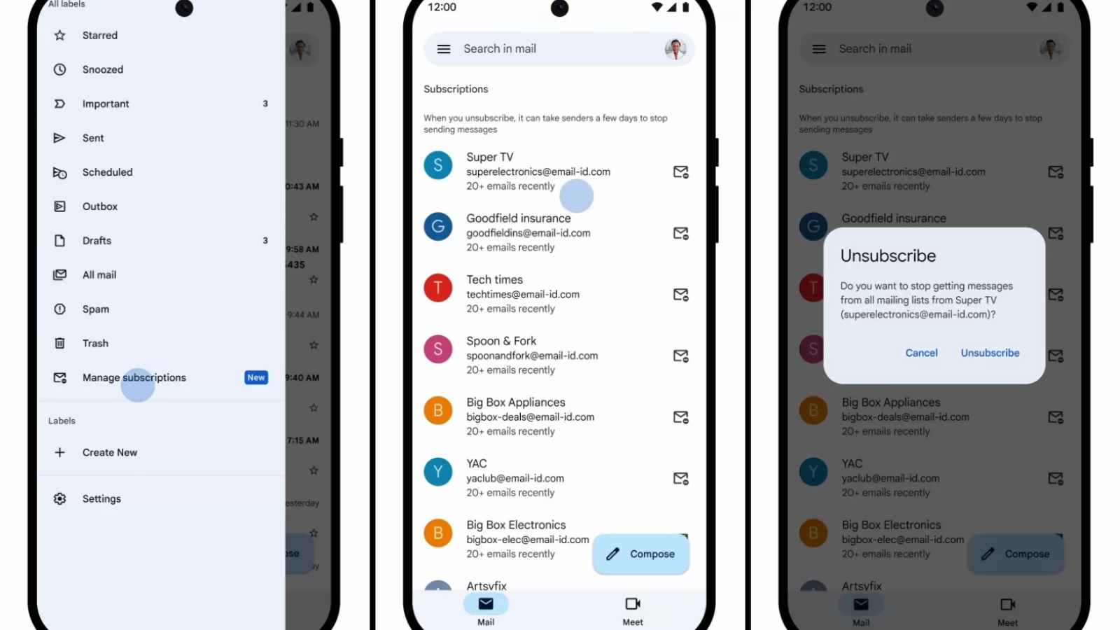 A început distribuirea funcției „Manage subscriptions” în Gmail; apare treptat pe Android, iOS și web