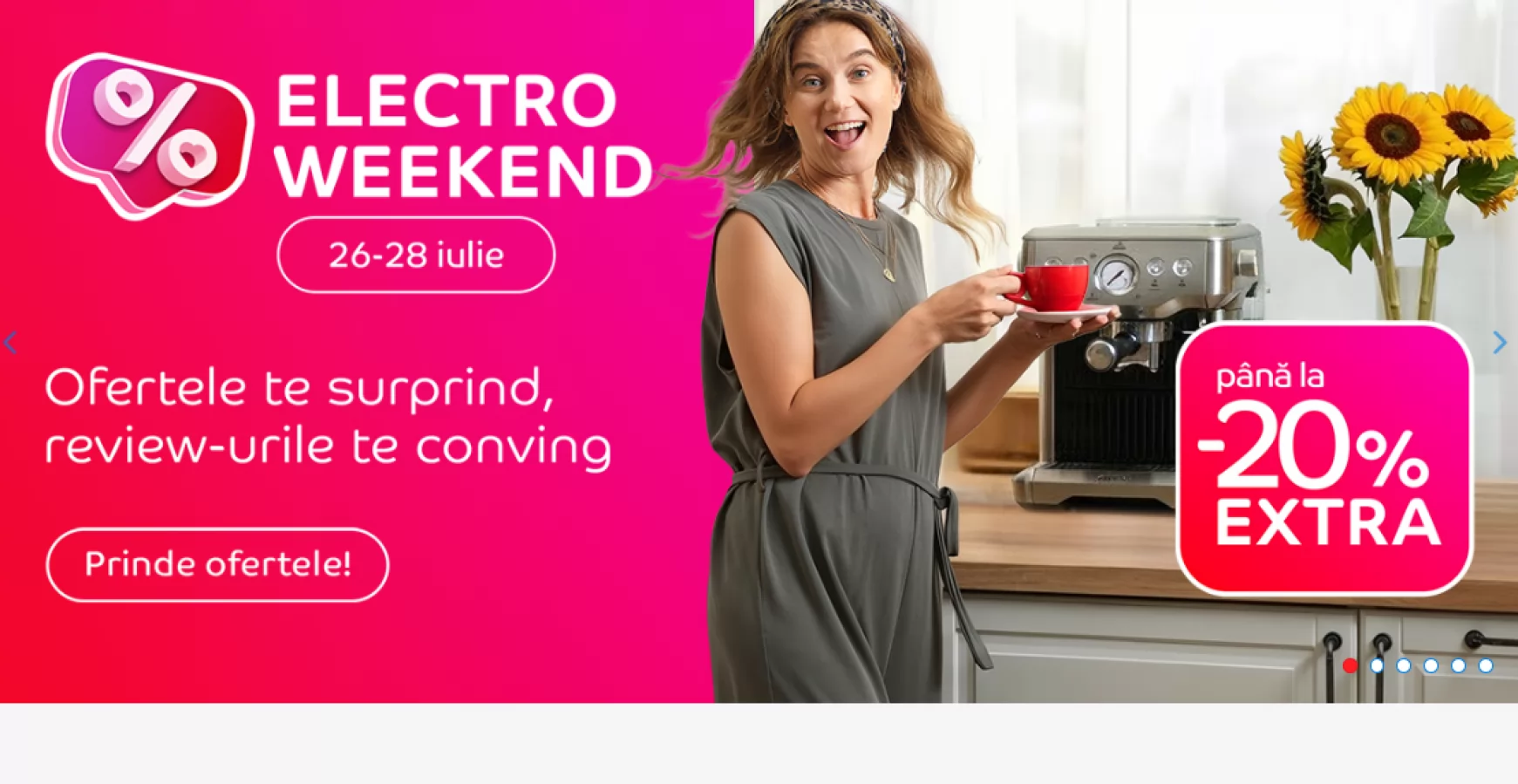 Ultima ediție Electro Weekend din luna iulie este aici, cu reduceri extra de până la 20%! Smartwatch-uri, televizoare și smartphone-uri în ofertă!