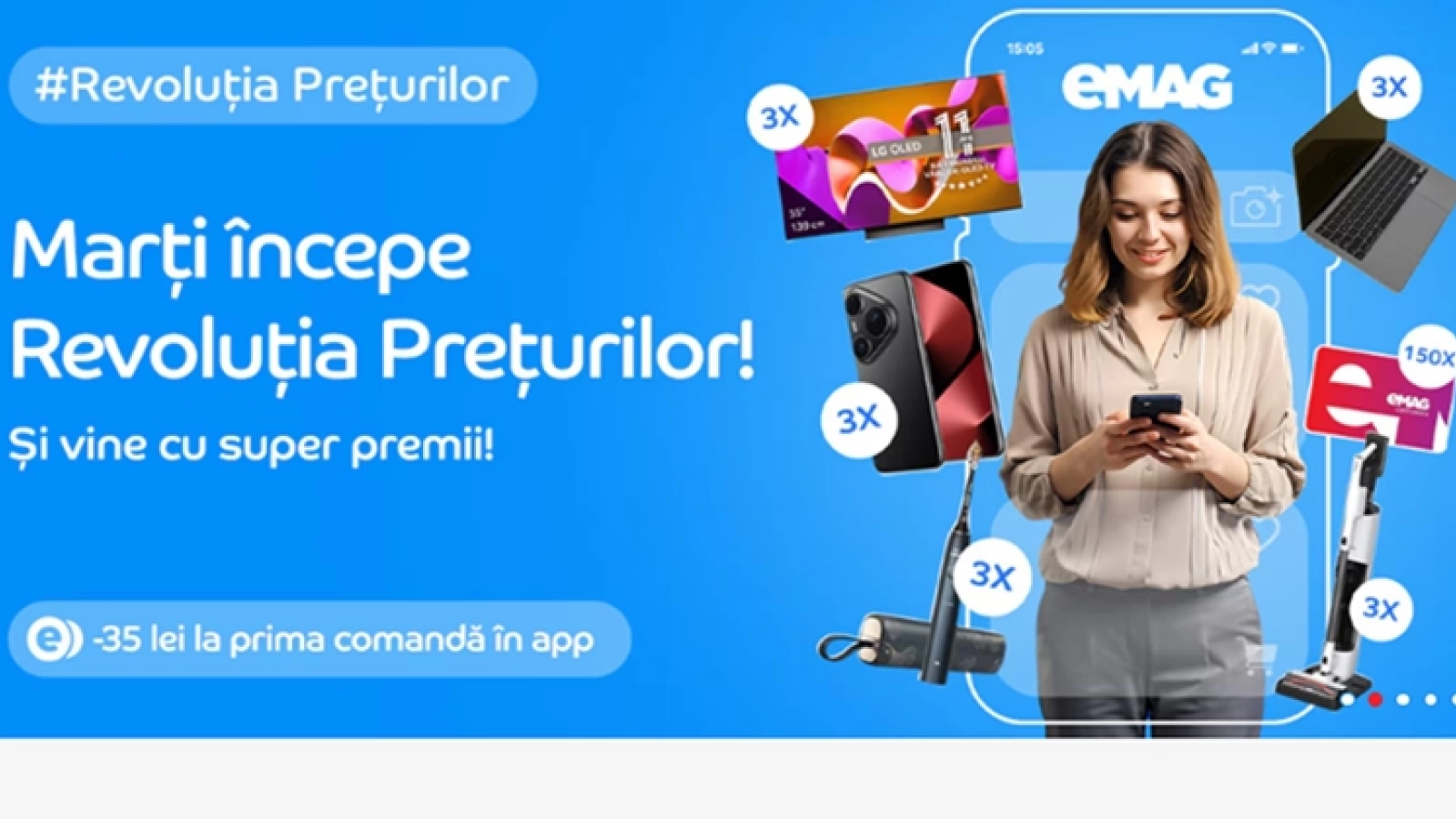 Revoluția Prețurilor începe mâine (16 septembrie) pe eMAG cu reduceri tentante și premii (telefoane, televizoare, carduri cadou)