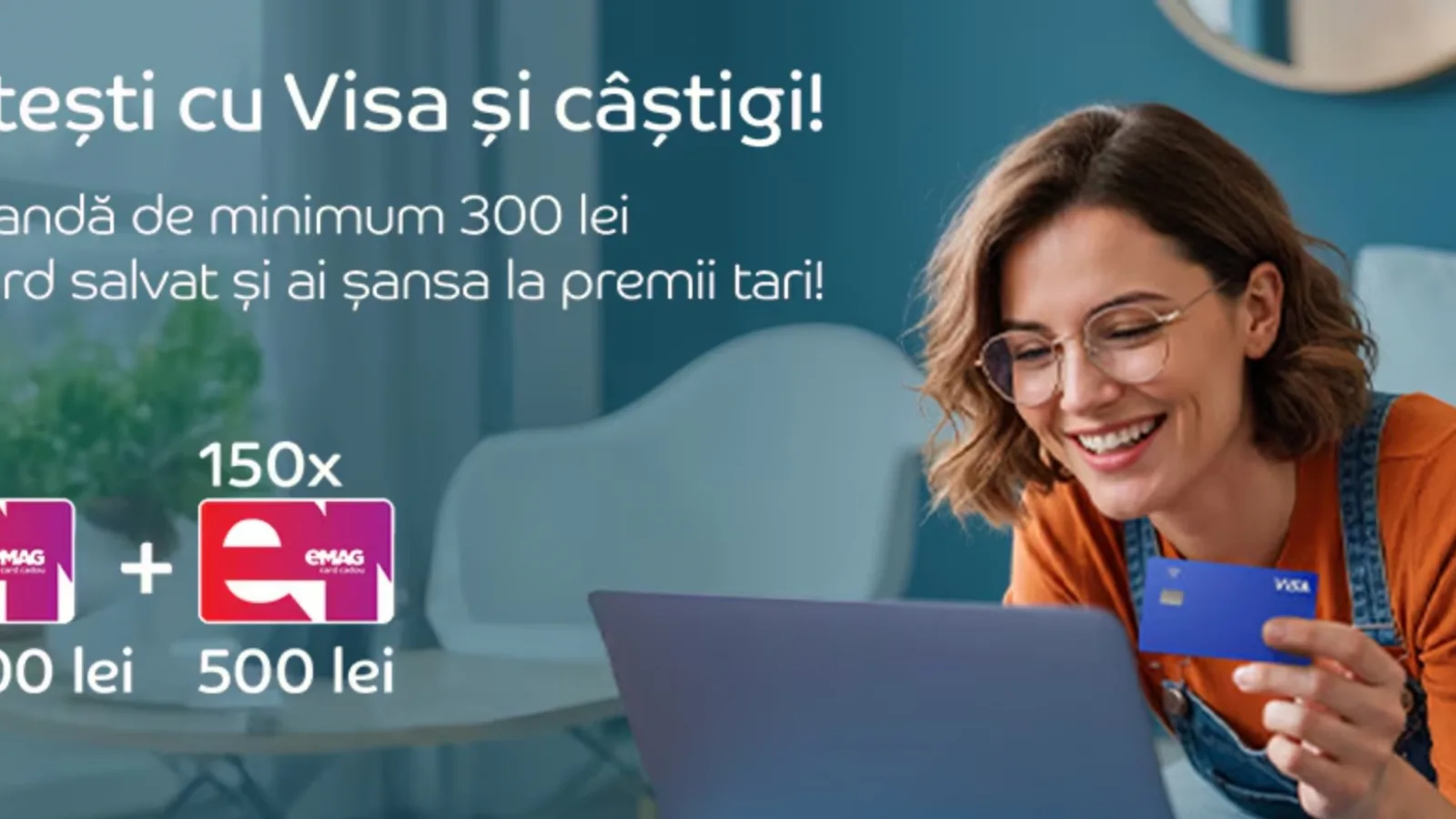Carduri cadou eMAG de până la 5.000 lei în joc; Visa lansează o campanie cu miză mare pentru cumpărători online