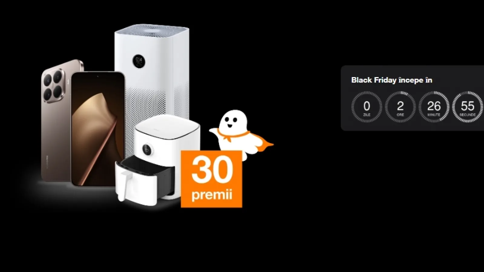 Black Friday începe azi la ora 12 pe Orange.ro; Abonează-te la newsletter și poți câștiga un premiu smart
