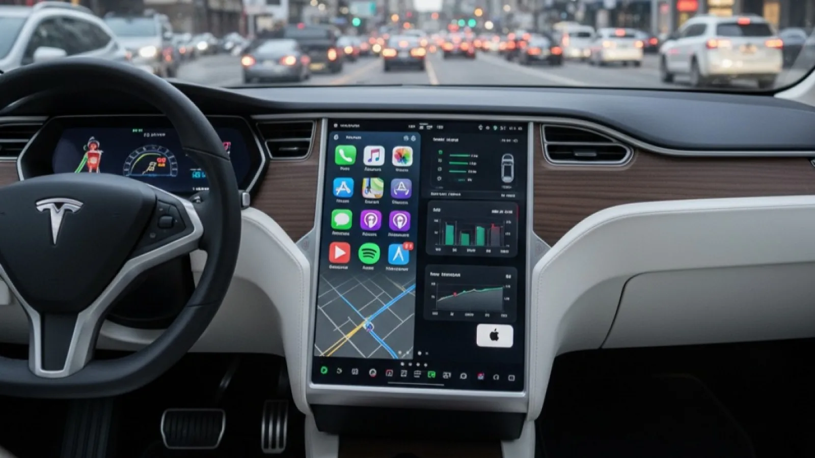 Apple CarPlay pe automobilele Tesla în sfârșit! Funcția este testată la nivel intern