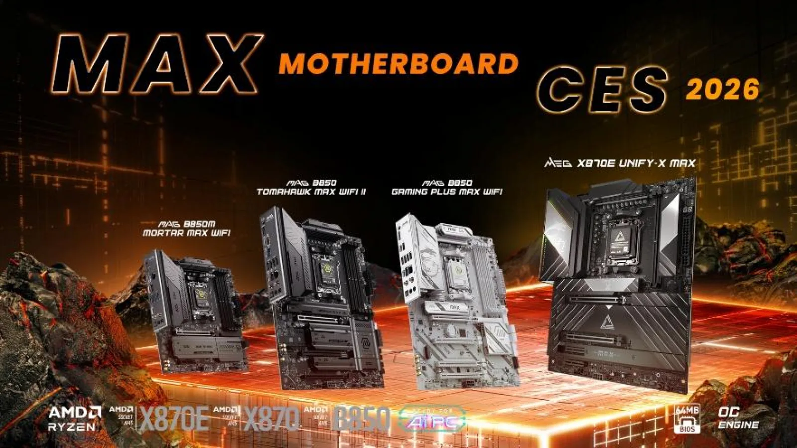 CES 2026: Plăcile de bază MAX de la MSI aduc OC Engine și BIOS de 64MB; Gata de Ryzen next-gen