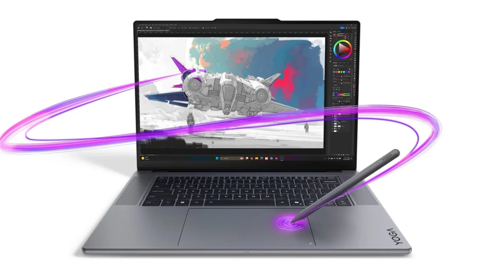 CES 2026: Lenovo Yoga Pro 9i Aura Edition vine cu RTX 5070 și touchpad pe care poți desena; Design nou și hardware serios pentru creatori