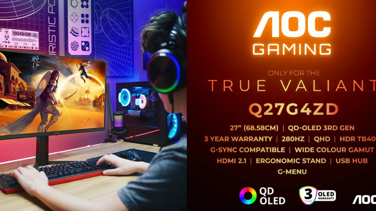 AOC tocmai a lansat un monitor de gaming OLED 280 Hz sub 2500 lei; Ce poate AOC GAMING Q27G4ZD?