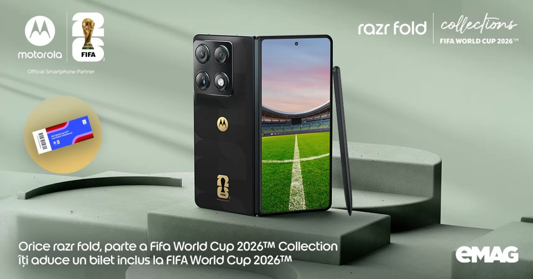 Motorola aduce razr fold în ediție limitată FIFA; telefon pliabil cu bilet inclus la Cupa Mondială 2026