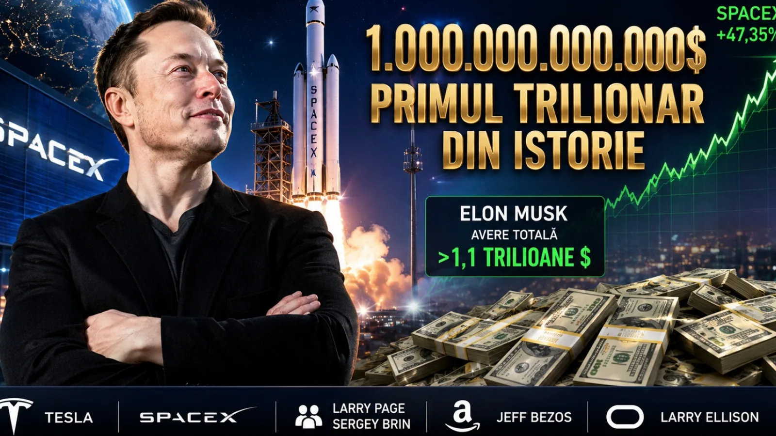 Elon Musk a devenit primul trilionar din istorie după listarea spectaculoasă a SpaceX la bursă