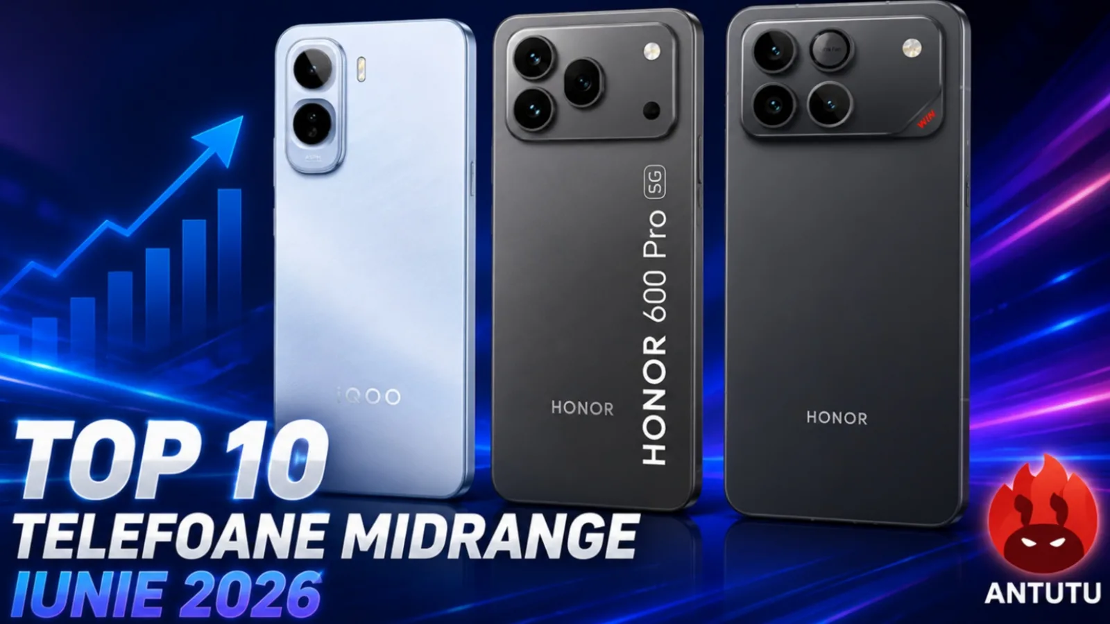 Top 10 telefoane midrange în AnTuTu 11 în iunie 2026: OPPO și HONOR își împart topul