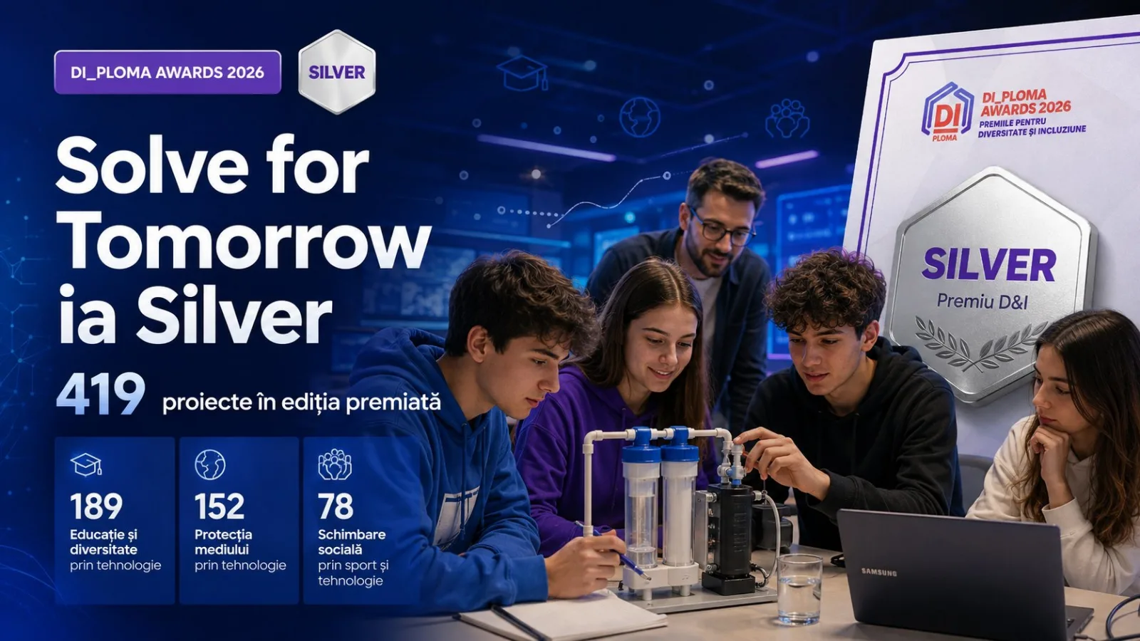 Samsung România câștigă Silver la DI_PLOMA AWARDS 2026 cu programul educațional Solve for Tomorrow – ediția premiată a atras 419 proiecte