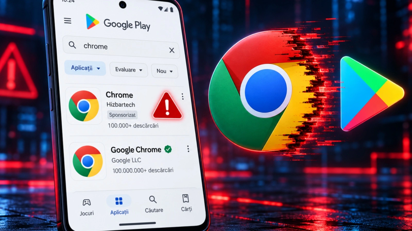 Un Chrome fals a ajuns în Google Play și a fost promovat deasupra browserului original