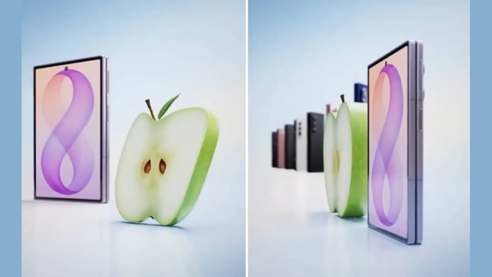 Samsung „flexează” cu experiența acumulată pe piața pliabilelor și înțeapă Apple: O felie de măr devine vedeta unei noi reclame