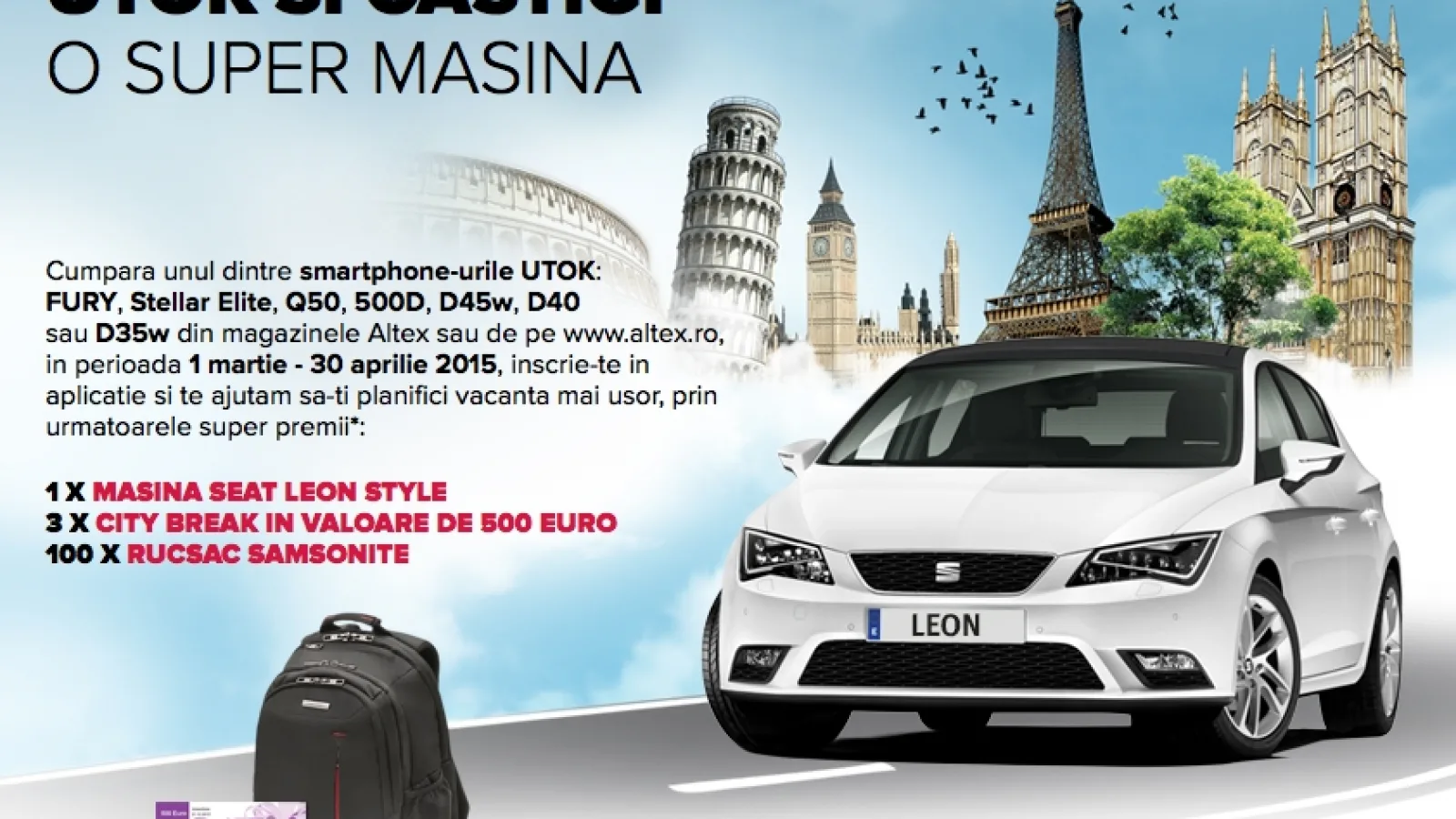 UTOK pune la bătaie un Seat Leon și 3 vouchere de 500 euro! Iată cum puteți participa