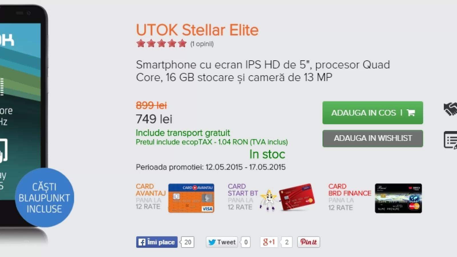 UTOK ne oferă reduceri de până la 25% pentru produsele din stoc în perioada 12 - 17 mai