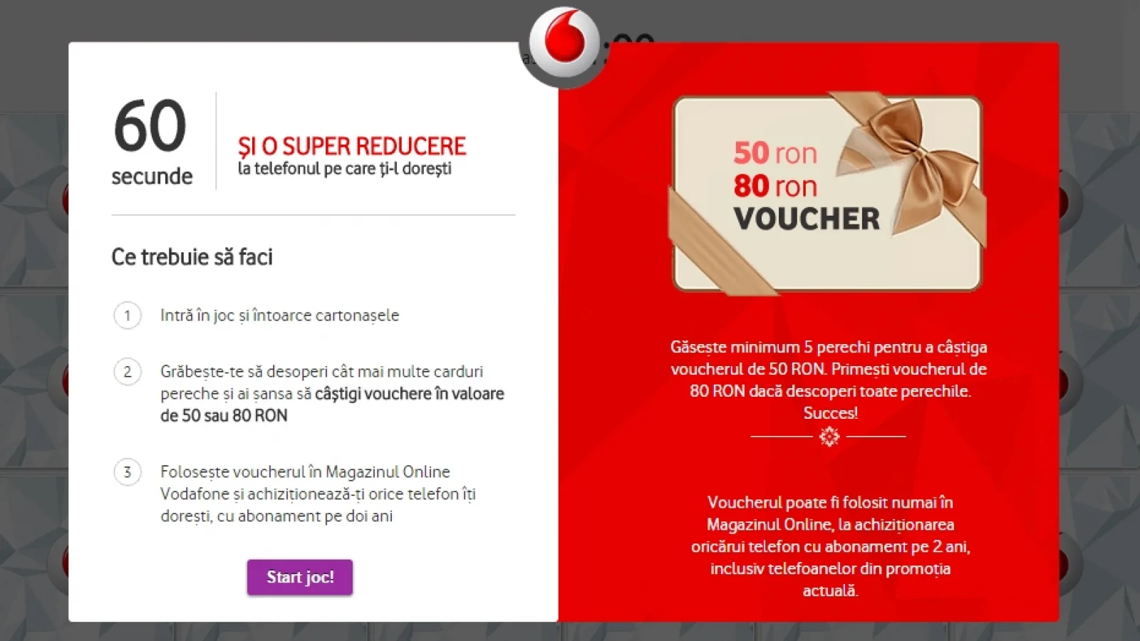 Vodafone pune la bătaie vouchere de 50 și 80 lei pentru achiziții din magazinul online; iată cum putem obține unul