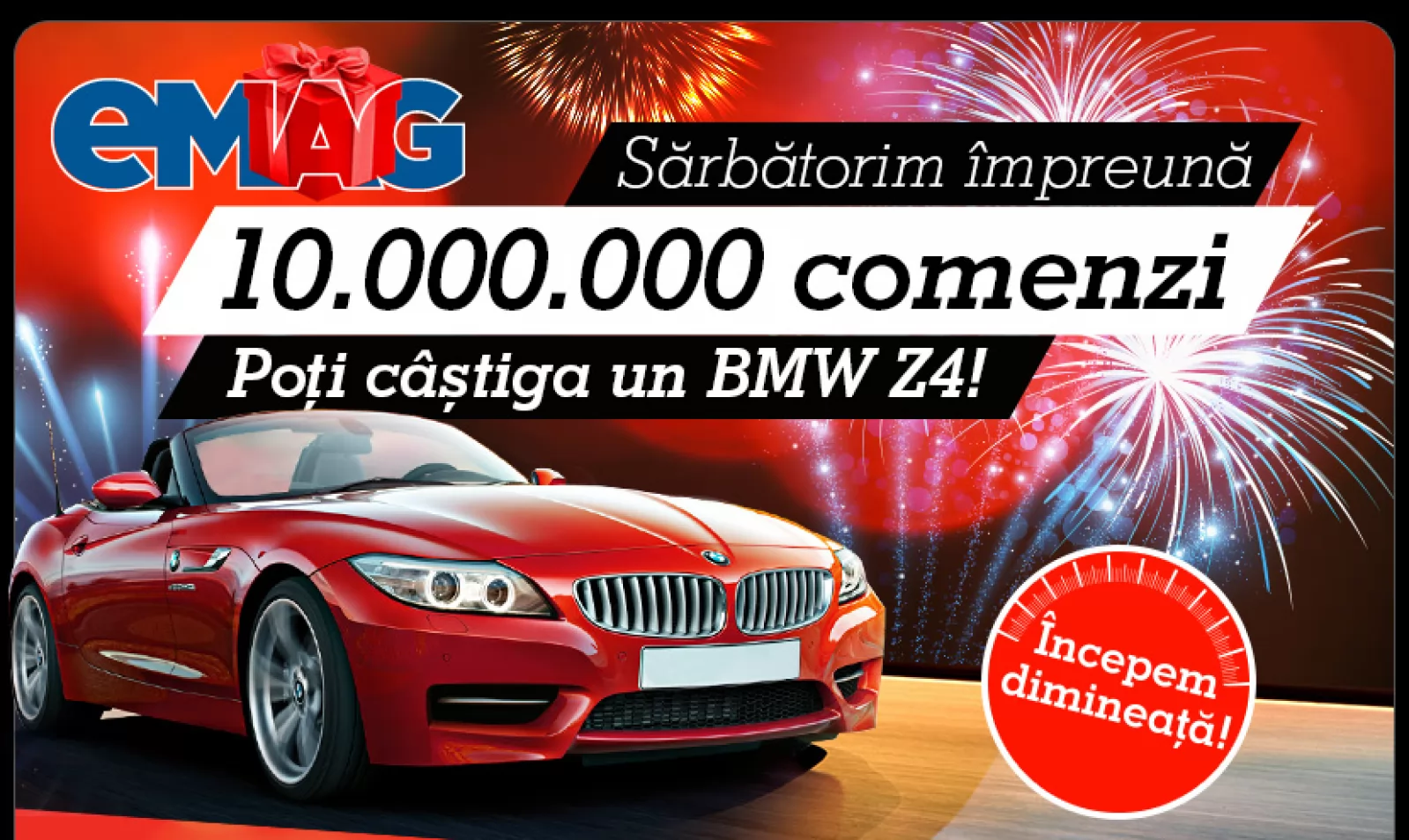 eMAG.ro îţi oferă un BMW Z4 premiu, dacă plasezi o comandă între 19 şi 25 mai