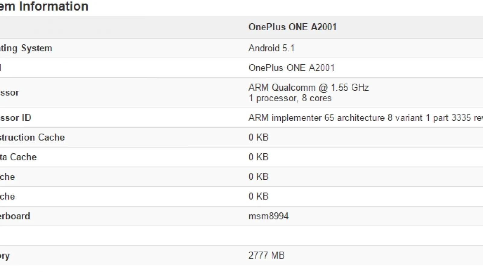 Un device OnePlus, cu procesor octa-core la bord, se afișează în GeekBench