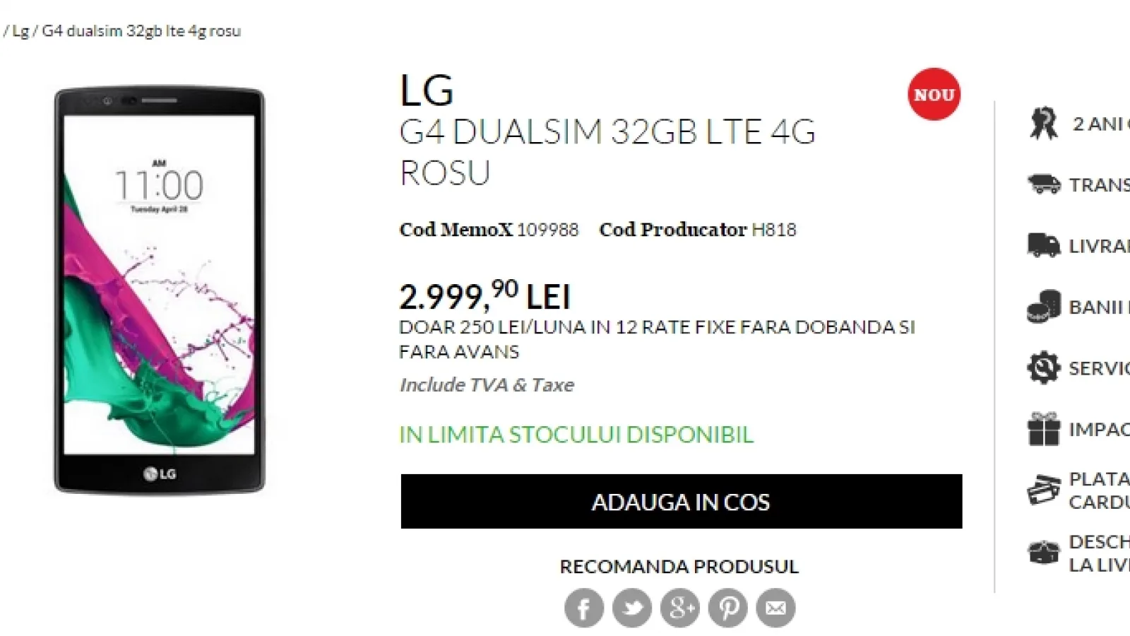 Varianta dual-SIM a lui LG G4 este disponibilă în stocurile QuickMobile.ro