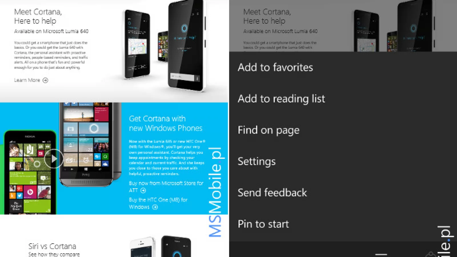 Windows 10 Mobile build 10149 ajunge pe web, bara de adrese a browserului Edge e mutată în zona inferioară a ecranului