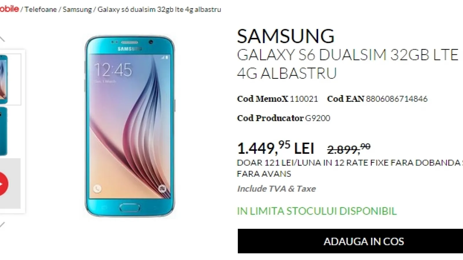 QuickMobile oferă reduceri de până la 50% la telefoanele din ofertă; Samsung Galaxy S6 costă 1.449 lei