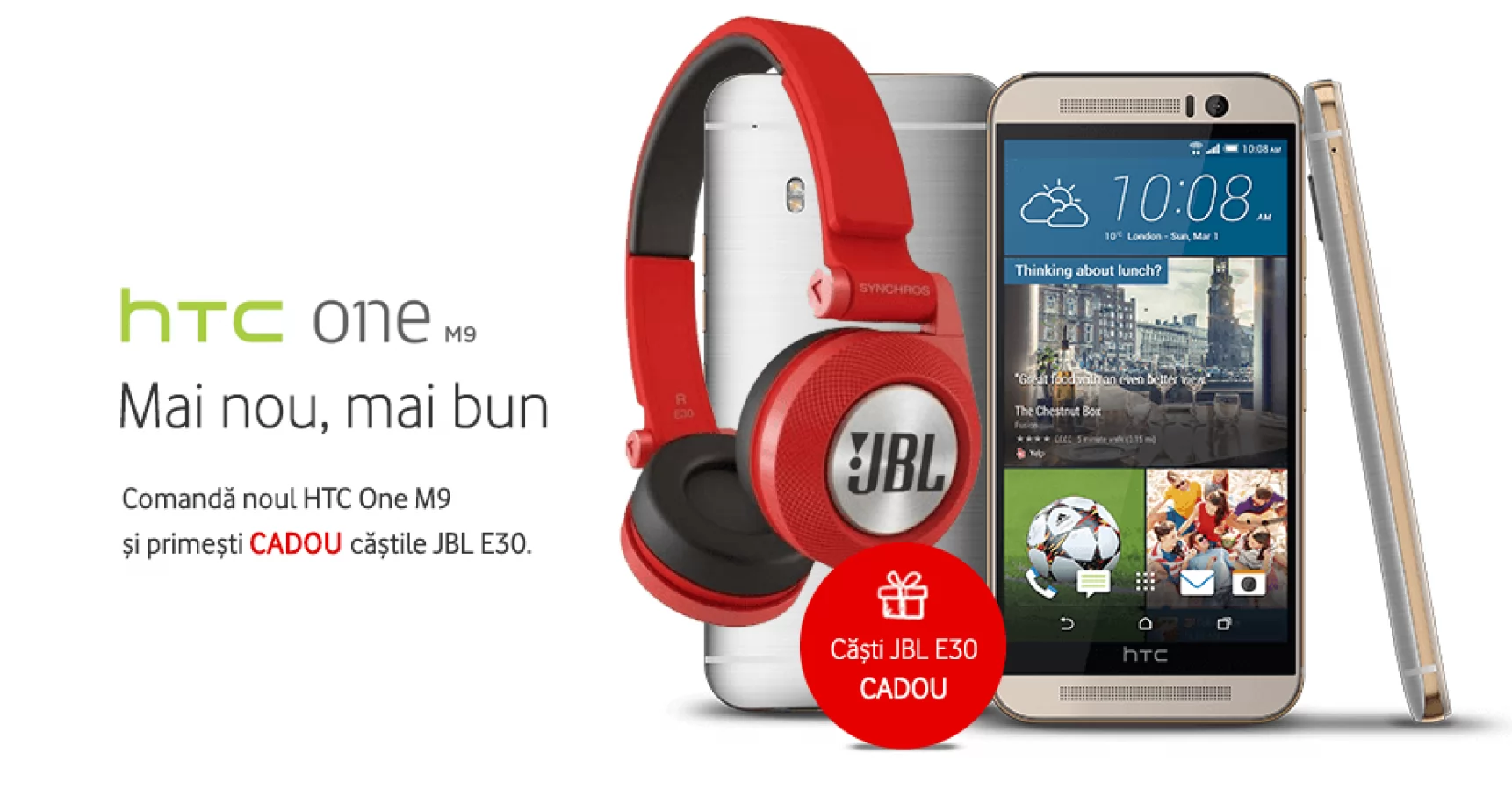 Vodafone oferă cadou o pereche de căști JBL E30 la achiziția unui HTC One M9