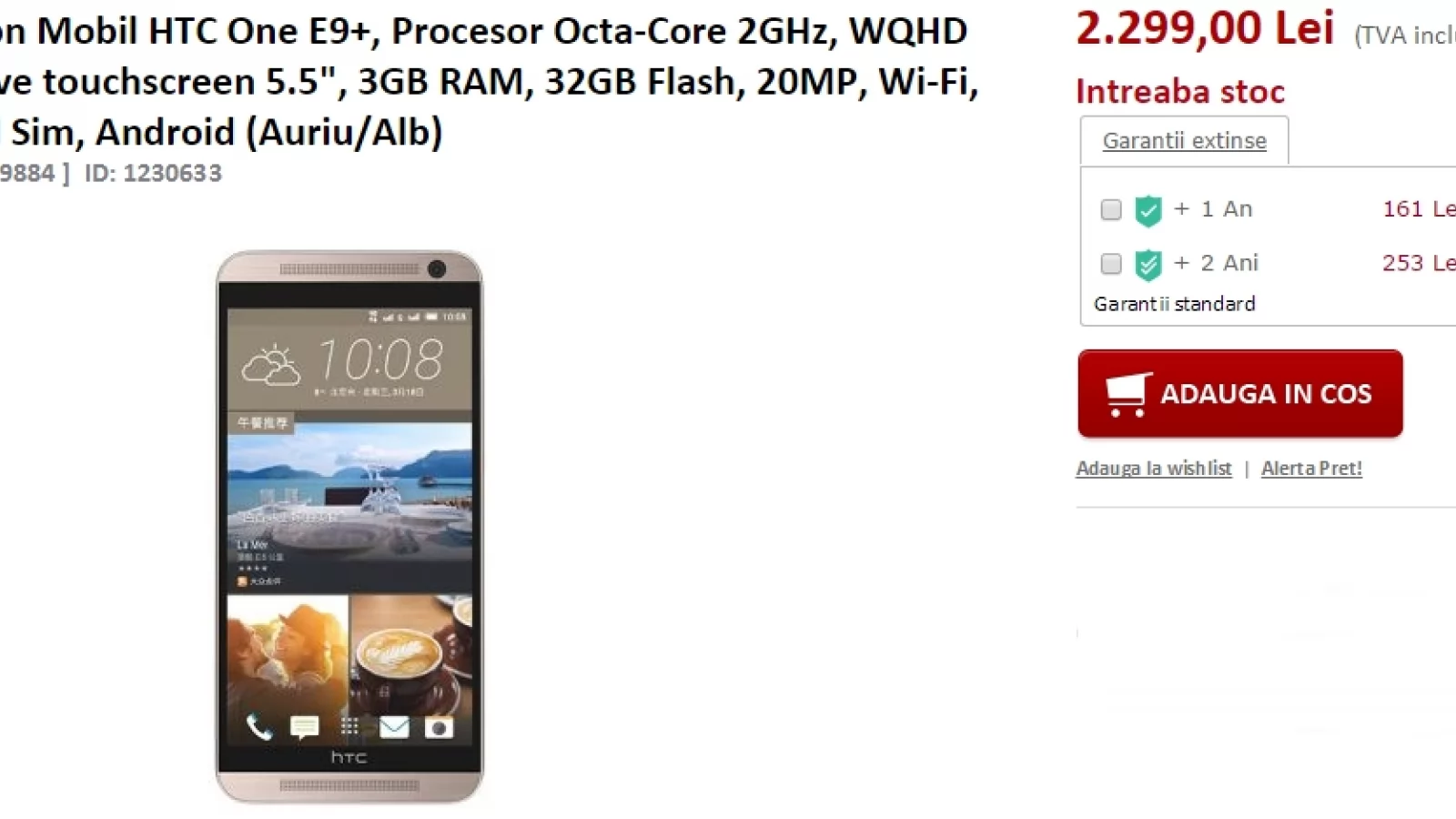 HTC One E9+ ajunge și în oferta evoMAG.ro la un preț de 2.299 lei