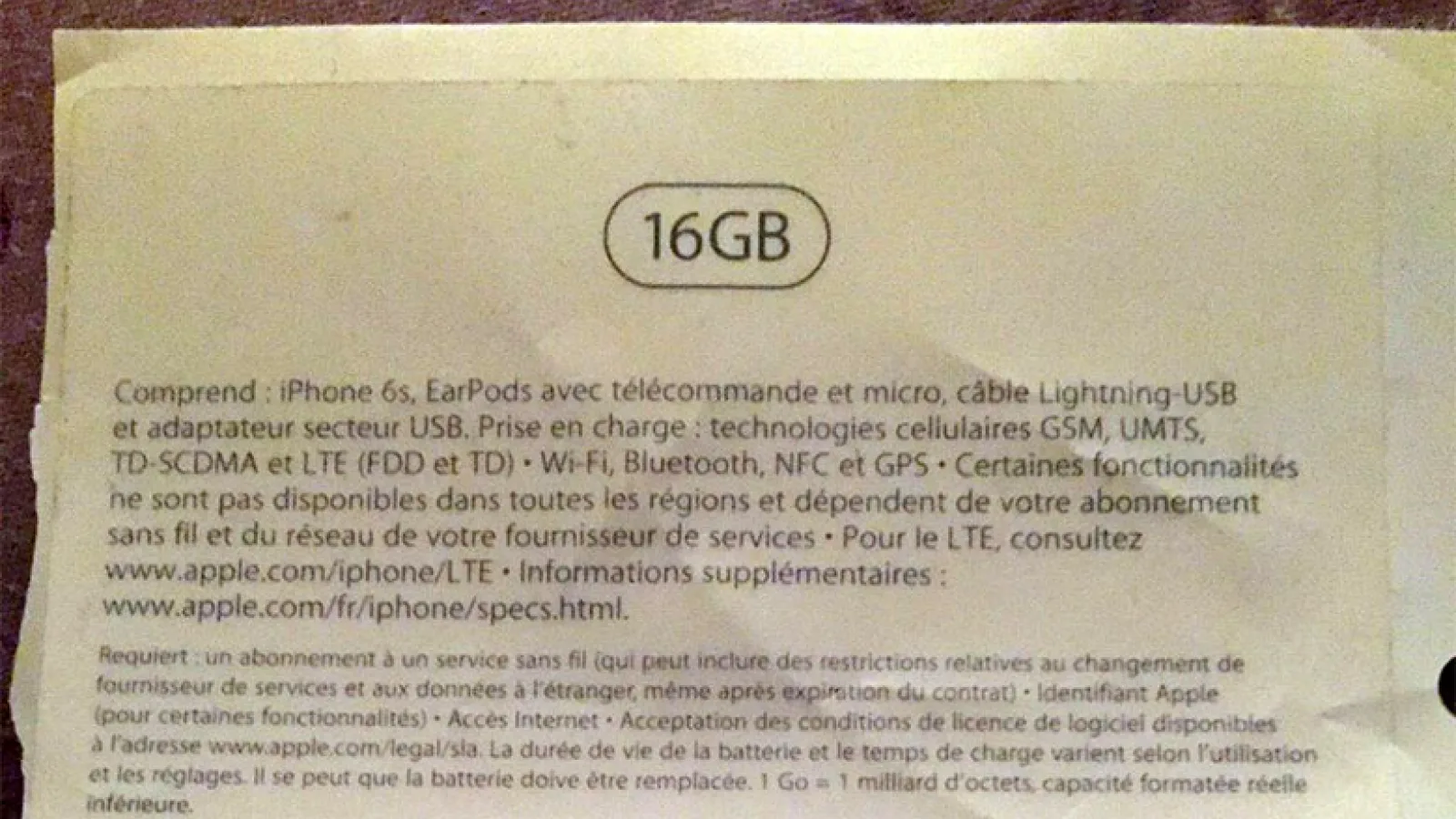 iPhone 6s va avea şi o versiune cu 16 GB stocare, conform unei porţiuni de ambalaj