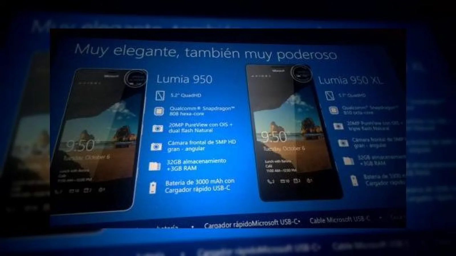 Noi fotografii cu Lumia 950 XL şi Lumia 950 apar în slide-uri de prezentare Microsoft, cu specificaţii incluse