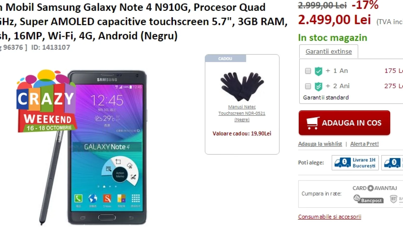 evoMAG revine cu un nou weekend plin de reduceri; iată ce preț are Galaxy Note 4 zilele acestea