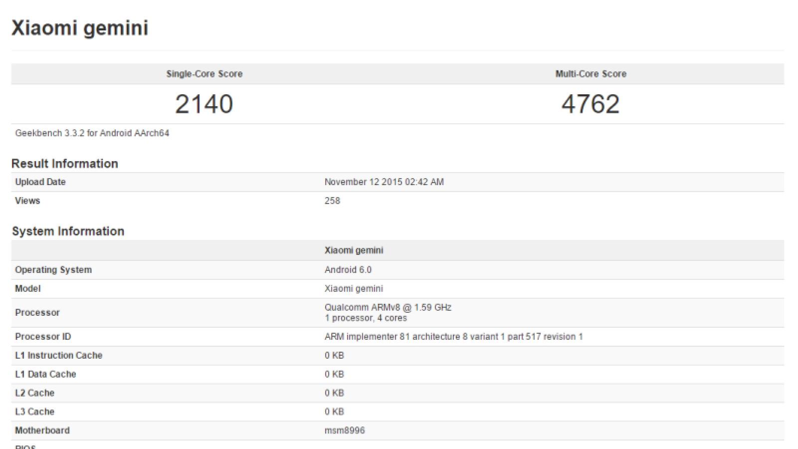 Xiaomi Gemini (Mi 5) își dezvăluie performanțele prin intermediul GeekBench; va sosi cu Snapdragon 820 la interior