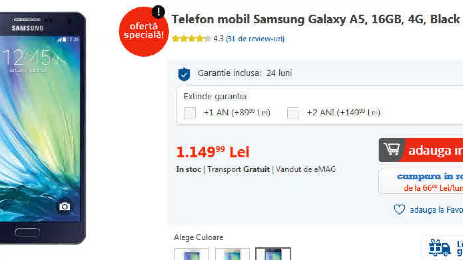 Black Friday 2015 pentru cei care s-au trezit târziu: Samsung Galaxy A5 - garanţia unei filmări de calitate şi baterii bune