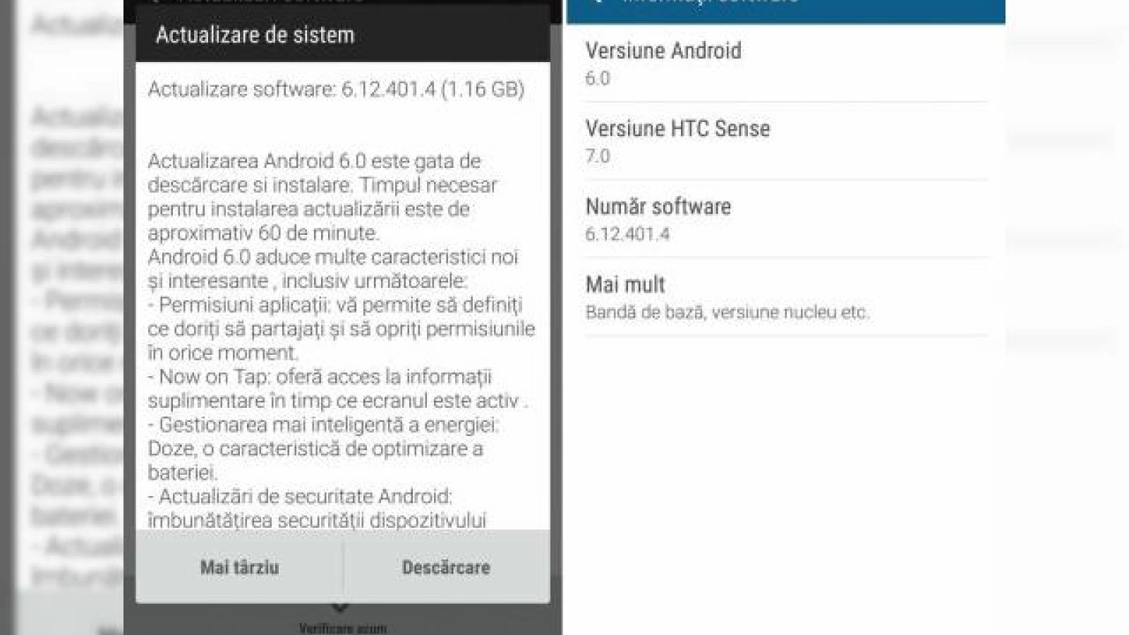 HTC One M8 a început să primească actualizarea la Android 6.0 Marshmallow şi în România; Avem confirmarea!