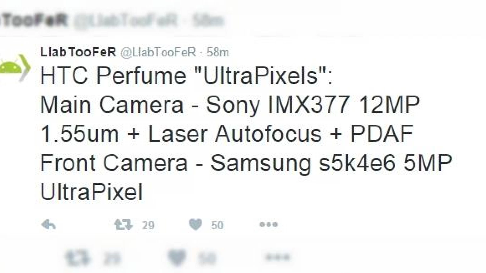 HTC One M10 (Perfume) ar putea oferi un senzor foto Sony IMX377 de 12 megapixeli cu focalizare laser