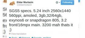 Samsung Galaxy S5 Își dezvăluie specificațiile prin tweetul unei "guri de aur" (Zvon)