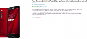 ASUS ZenFone 2 în versiunea cu 4 GB RAM se vinde pe Amazon la preţ sub 400 de dolari