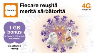 Orange România lansează campania de iarnă PrePay "Fiecare reuşită merită sărbătorită": 1 GB bonus la fiecare euro consumat