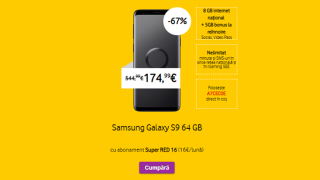 Samsung Galaxy S9 la doar 813 lei cu abonament de 16 euro pe Vodafone.ro! Ofertă flash!