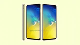 Acesta este Samsung Galaxy S10E în varianta pe galben numită "Canary Yellow"