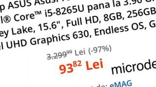 eMAG a greșit din nou prețurile și va livra; Laptop-uri cu reduceri de până la 97%, inclusiv modele de gaming