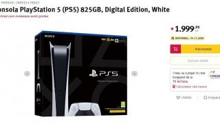 PlayStation 5 disponibil la Altex la precomandă de la 1999 lei; eMAG a listat la rândul său produsul