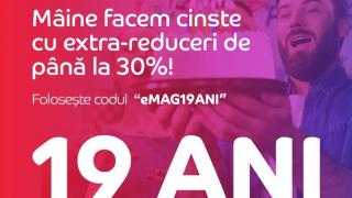 eMAG împlinește 19 ani și face cinste cu extra-reduceri de până la 30%; Startul se dă pe 3 decembrie