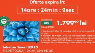 OCAZIA ZILEI pe FLANCO: Smart TV LED, LG 50UN73003LA, diagonală 126 cm, rezoluție Ultra HD 4K la 1799.99 lei!