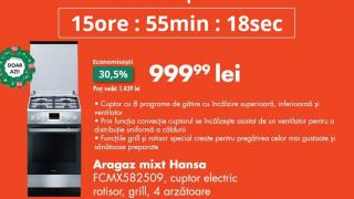 OCAZIA ZILEI pe FLANCO: Aragaz Hansa FCMX582509, cuptor electric, Rotisor, Grill, 4 arzătoare la doar 999 lei!