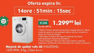 OCAZIA ZILEI pe FLANCO: Mașină de spălat rufe LG FH2J3TDN0 la doar 1299 lei!