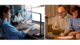 E LUNI e AMAZON: Lampă de birou LED, cu încărcător wireless integrat, control tactil și ajustare facilă