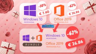 (P) GoDeal24 vine cu reduceri speciale de 8 martie: Bundle Windows 10 Pro + Office 2019 Pro la 26.86 euro