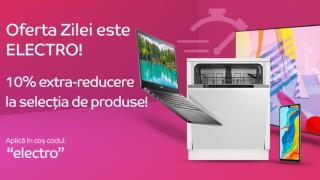 eMAG îți oferă azi 10% extra reducere la telefoane, televizoare, laptop-uri și electrocasnice - folosind codul promo "electro"