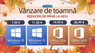 (P) "Vânzarea de toamnă" începe pe GoDeal24, cu promoții pentru licențele software Windows 10, Office 2016/2019