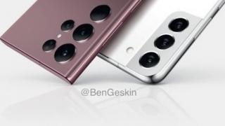 Galaxy S22 Ultra își face apariția într-un prim poster oficial alături de Galaxy S22+; Nuanța sa stârnește controverse